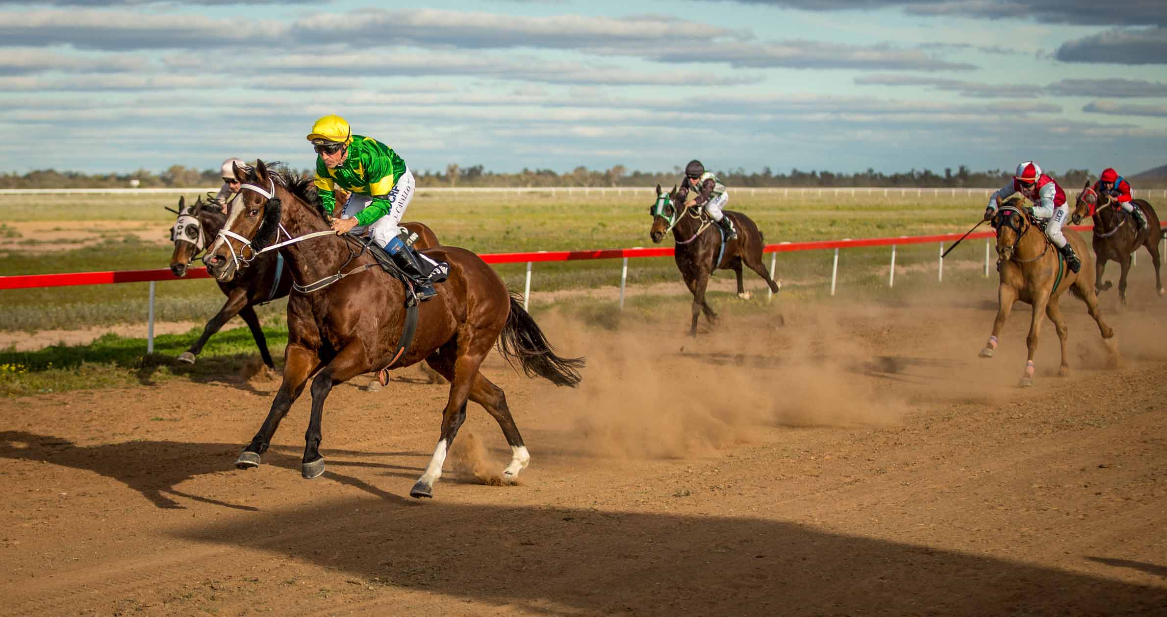 Sydney jockey Tony Cauallo aboard Dark Mojo for their win in the Landmark Walsh Hughes (Bourke) and Landmark Russell (Cobar) Louth Cup on Saturday at the Louth Races. ▪ Photo courtesy Janian McMillan (www.racingphotography.com.au) 