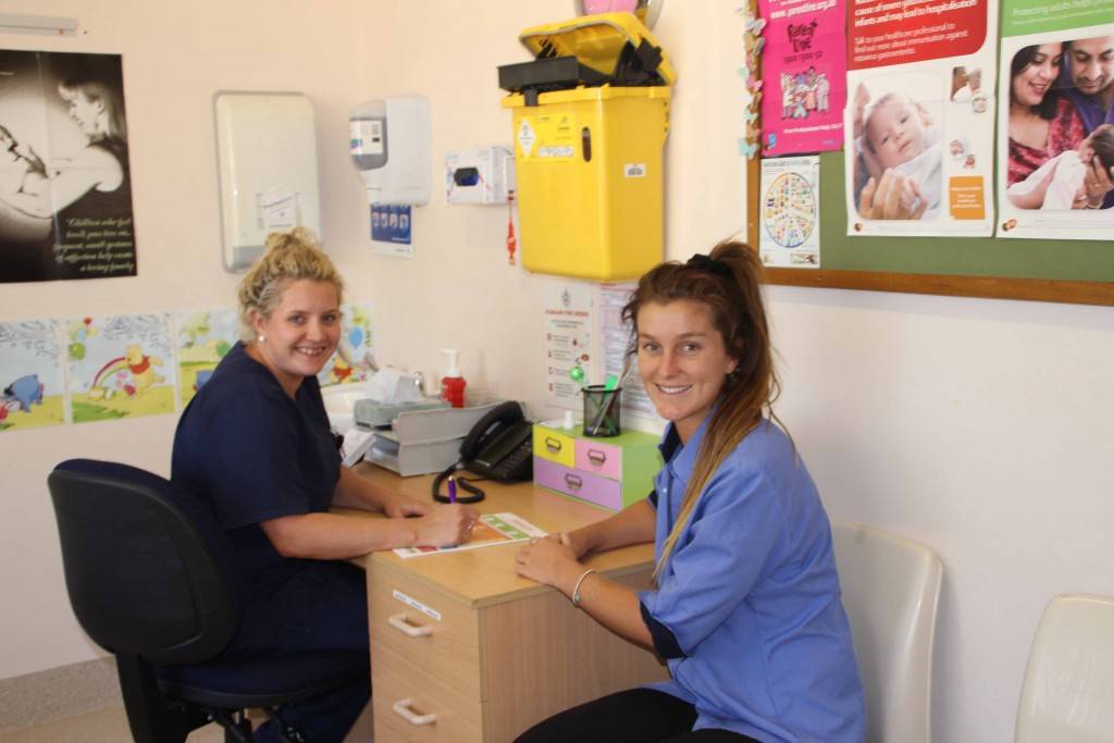 Community Health’s Tarra Burke has helped supervise nursing student Bronte Barham in her rural practical placement over the pass two weeks.