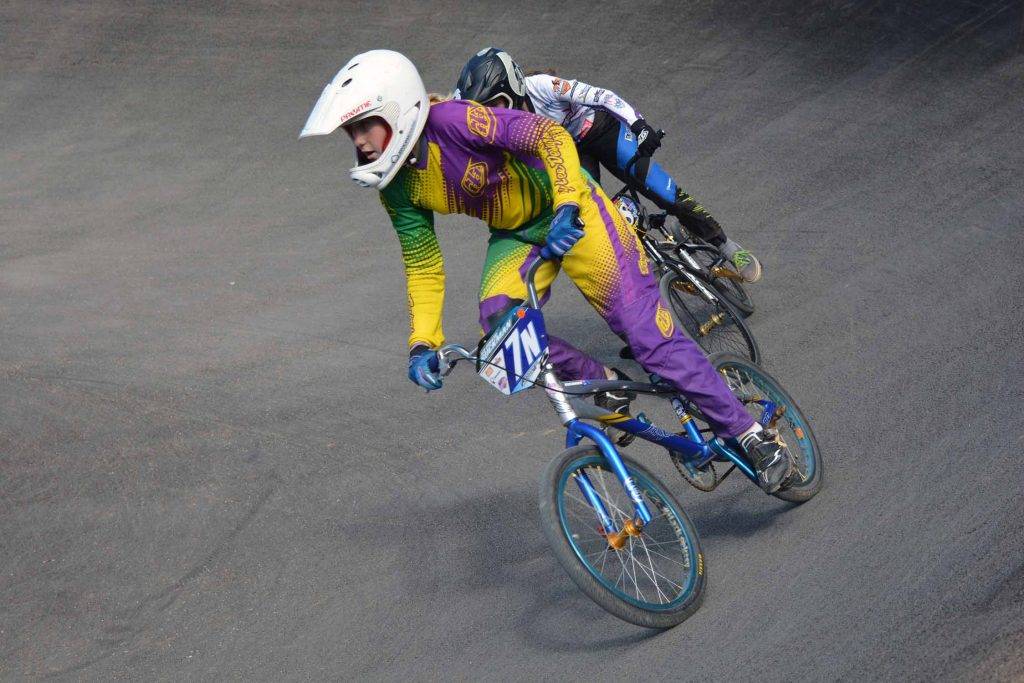 Local BMX rider Georgie Buckman  competing in Round 3 of the NSW BMX series at Sawtell on the weekend. ▪ Photo contributed 