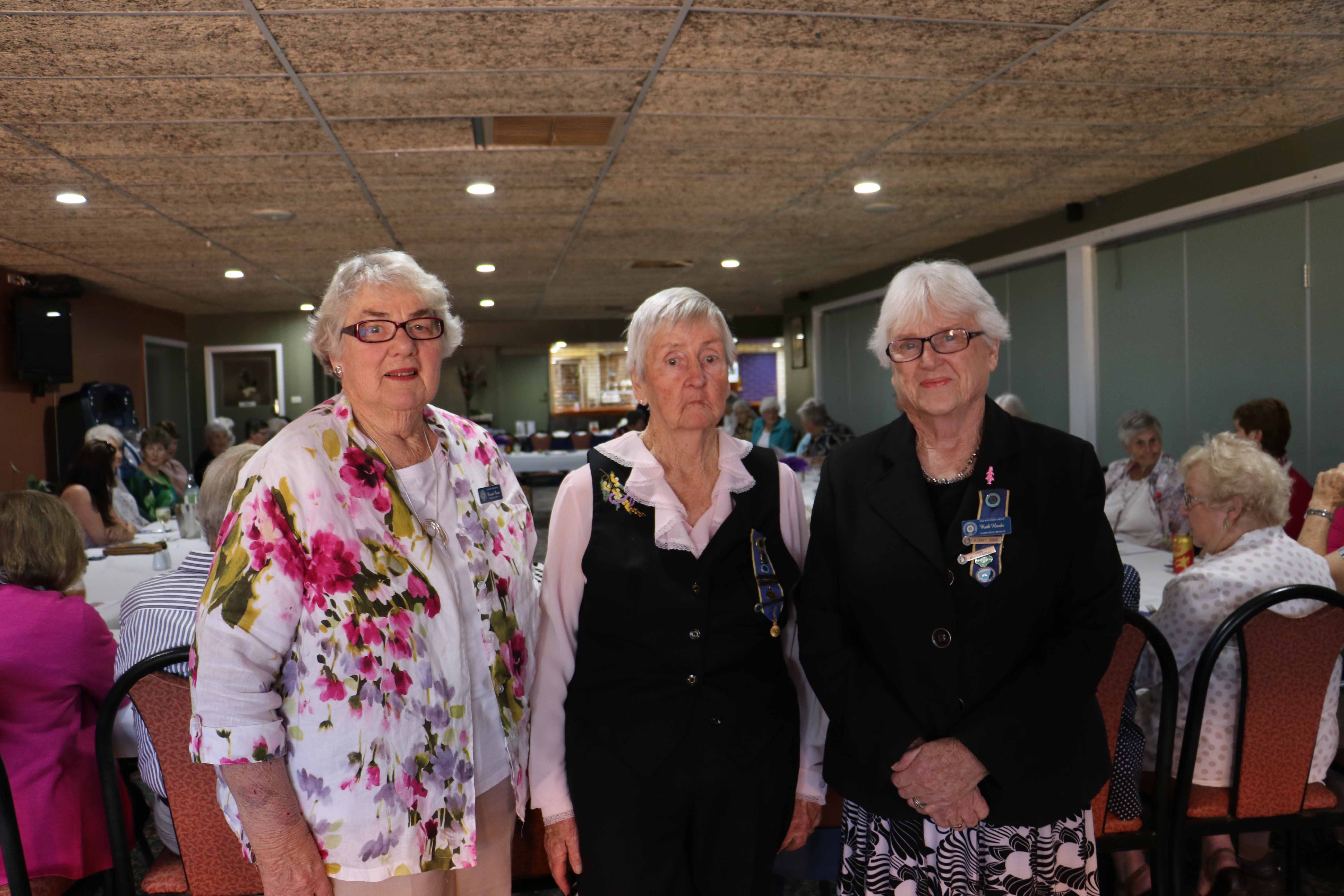 CWA Cobar Branch president Marie Hudson (at centre) welcomed Narromine guests Brenda Carter and Ruth Hando from the CWA Far West Group along with numerous other guests for the branch’s 90 year anniversary celebration luncheon on Saturday at the Services Club. 