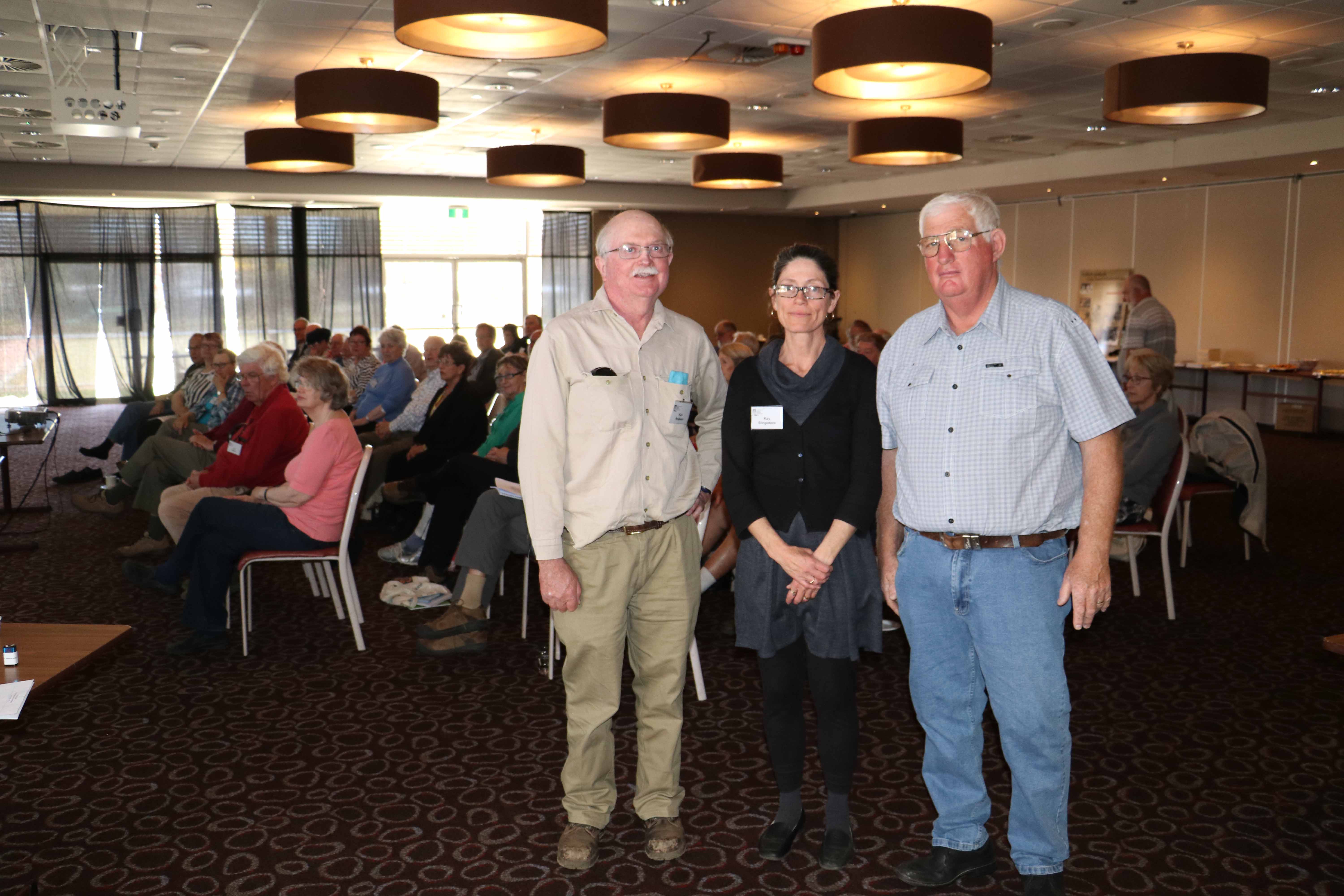 Cobar is hosting the 22nd annual conference of the Australasian Mining History  Association this week with the group learning about Cobar’s extensive mining history. Pictured above is the conference organiser Dr Ken McQueen with The Great Cobar  Heritage Centre’s museum curator Kaye Stingemore and Cobar Miners’ Memorial  organiser Barry Knight.  