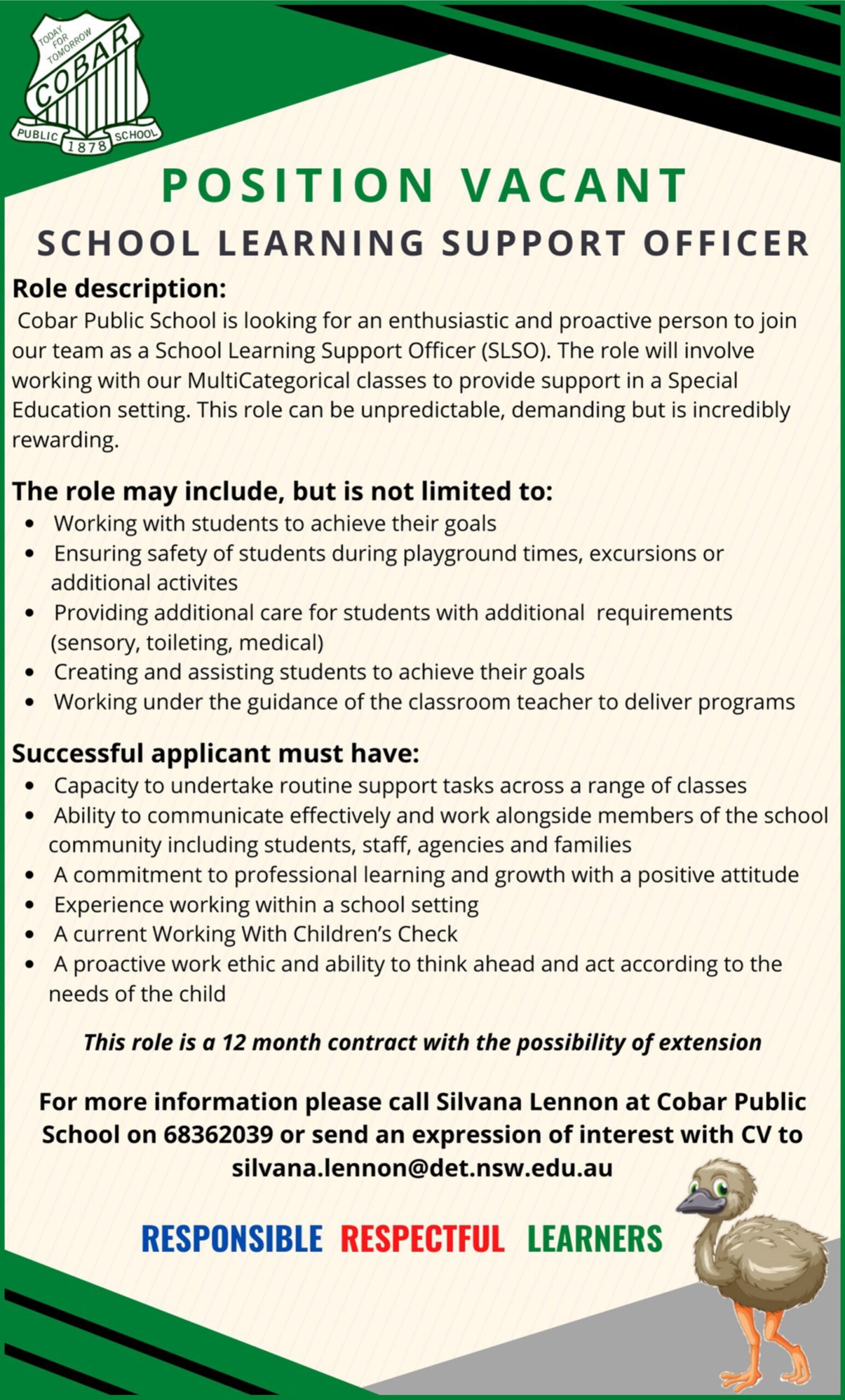 Cobar Public School School Learning Support Officer The Cobar Weekly