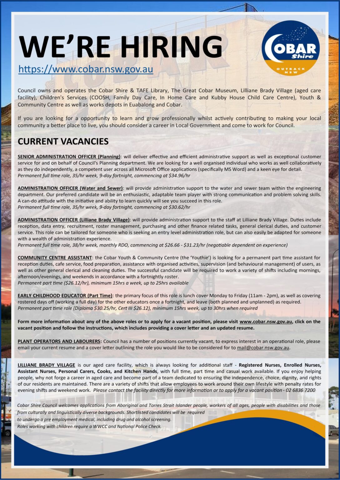 CSC Various Positions Vacant – The Cobar Weekly