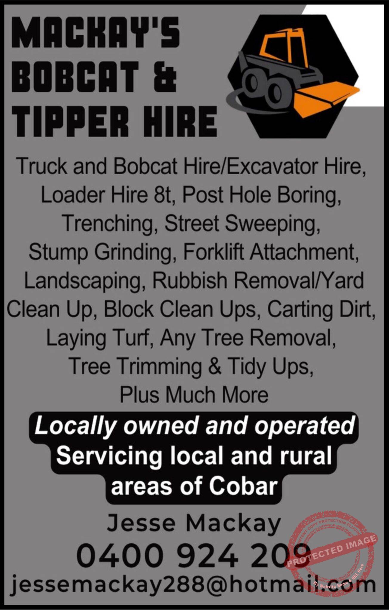 Mackays Bobcat & Tipper Hire The Cobar Weekly